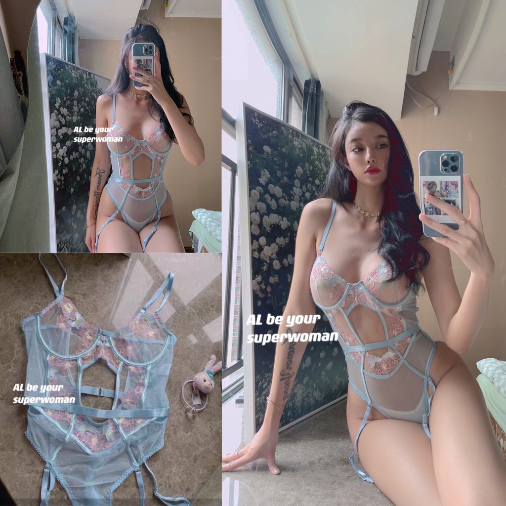 Đồ ngủ nữ sexy Áo Bodysuit 2 dây hoa gọng khoét ngực Quảng Châu cao cấp | BigBuy360 - bigbuy360.vn