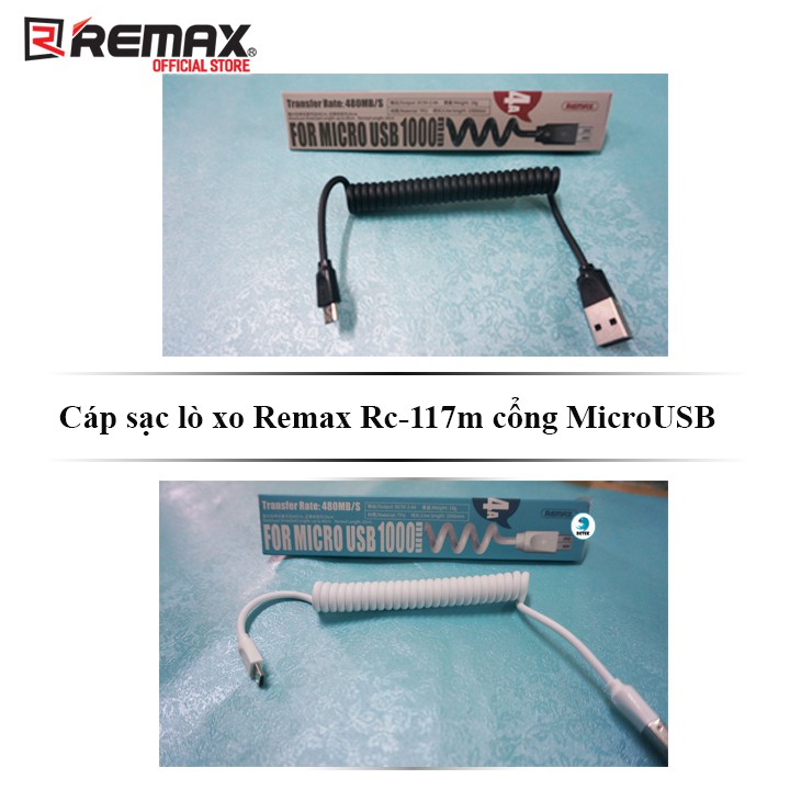 Cáp sạc lò xo Remax Rc-117m cổng MicroUSB