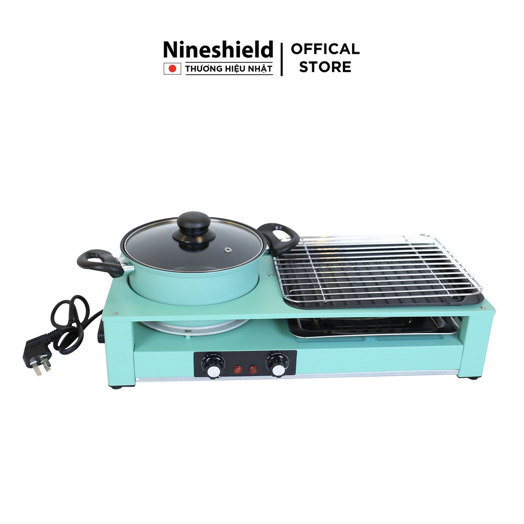 Bếp nướng điện Nineshield KB303 - Bếp lẩu nướng đa năng 2 trong 1 tiện lợi - Chống dính - Hàng chính hãng