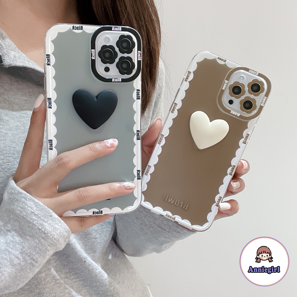 Ốp điện thoại TPU mềm trong suốt màu kẹo họa tiết trái tim 3D đáng yêu cho iPhone 13 12 11 Pro Max XR 8 7 Plus