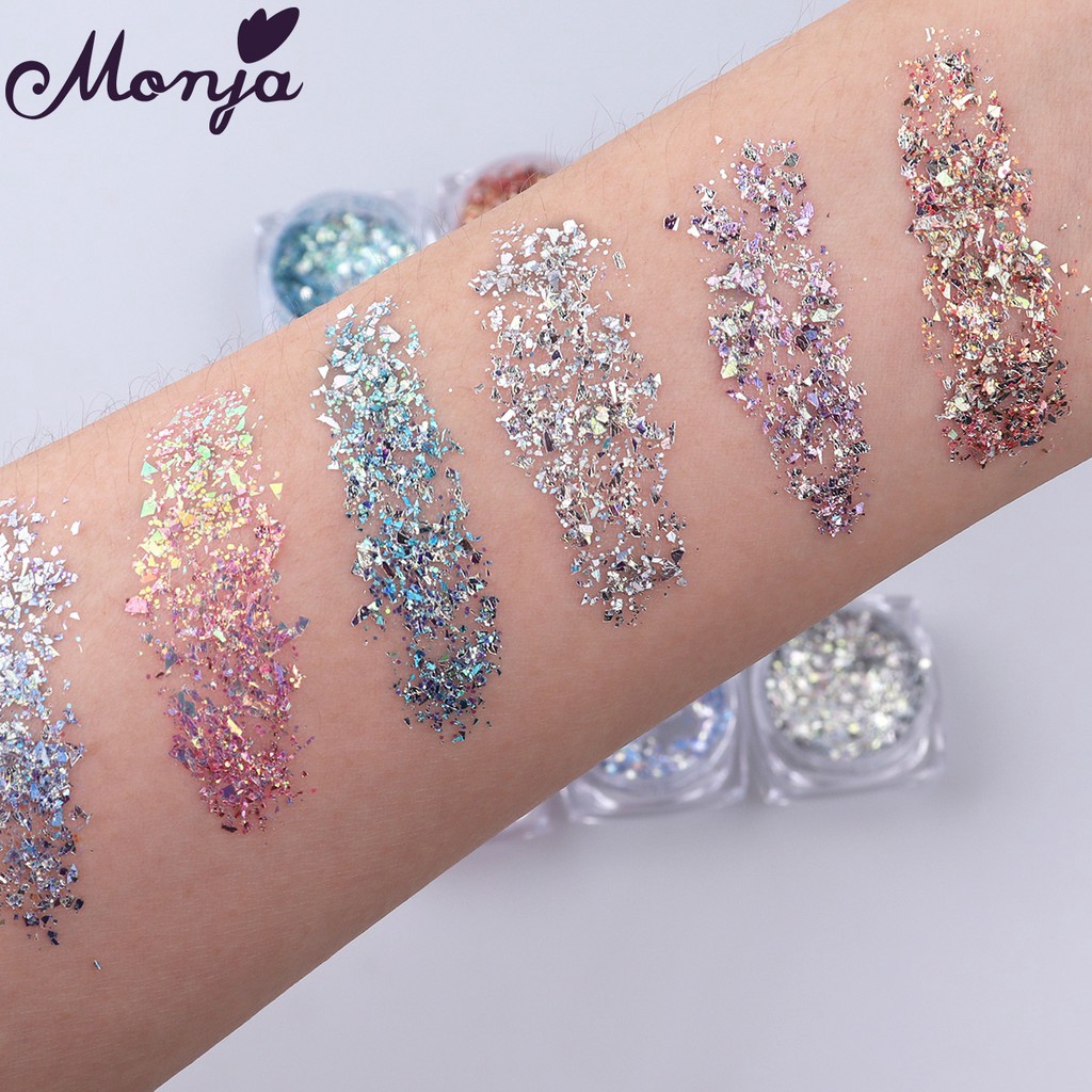 MONJA Set 6 hộp kim tuyến trang trí móng tay nghệ thuật DIY thời trang tiện lợi