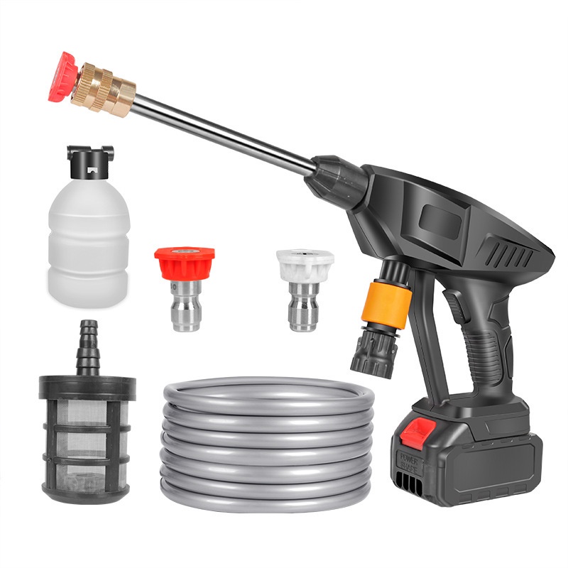 Máy Rửa Xe Mini Dùng Pin Công Suất 200W,Máy Xịt Rửa Tăng Áp Lực Cao Cầm Tay Rửa Xe Gia Đình Pin Siêu Lâu