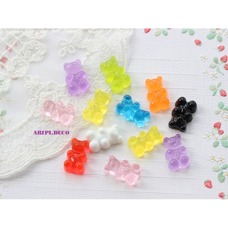 [VER 1] Charm Gấu Gummy thạch trong cứng /Nguyên liệu làm slime resin trang trí