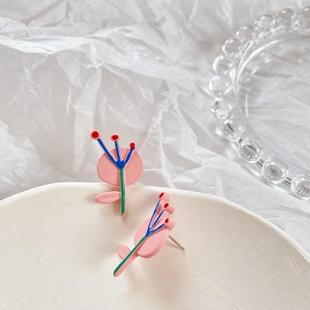 Khuyên Tai Hợp Kim Tráng Men Đính Nơ Họa Tiết Hoạt Hình Dễ Thương Cho Nữ