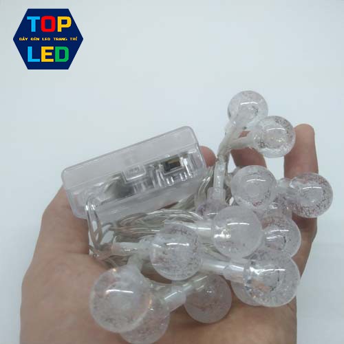 Dây đèn led quả cầu pha lê bọt khí dài 2 mét 10 bóng tròn dùng pin led không phát nhiệt TOPLED TL005
