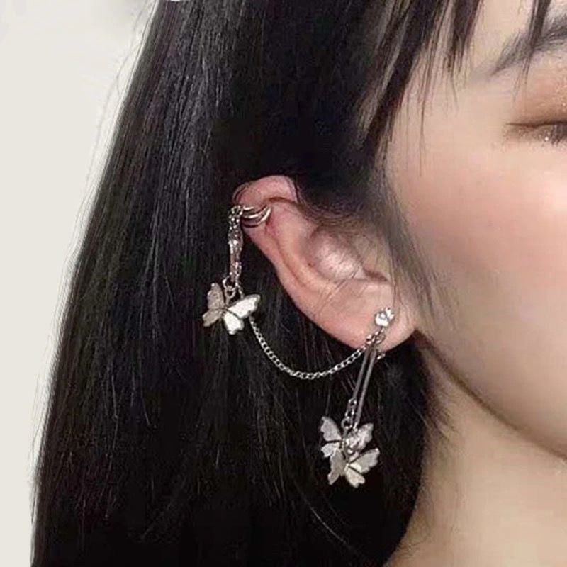 Khuyên Vành Tai Dáng Dài Họa Tiết Bướm Thời Trang Mới