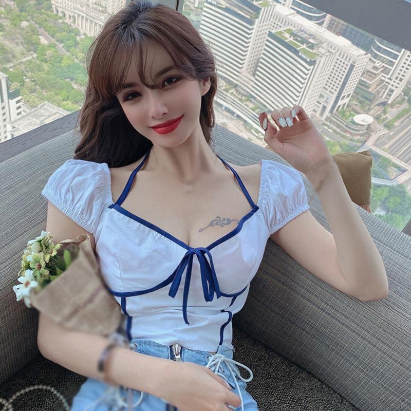 Áo Croptop Tay Ngắn Hoạ Tiết Hoa Cho Nữ