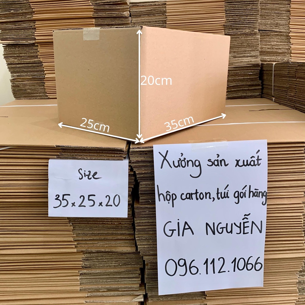 10 hộp carton 35x25x20 dùng đựng, đóng gói giày dép, đựng tài liệu, gửi hàng COD chất lượng cao