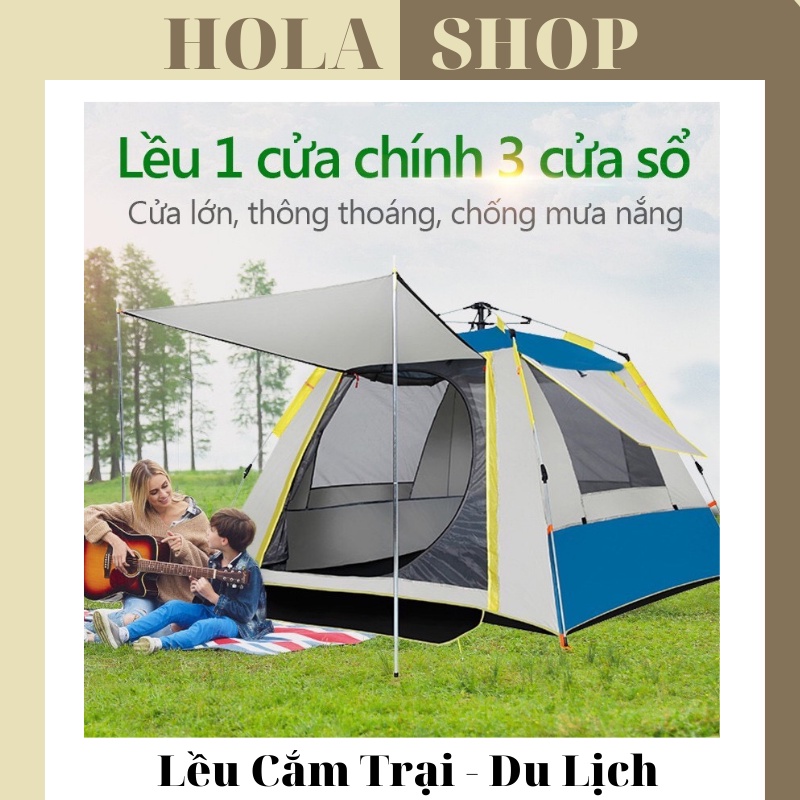 Lều Cắm Trại Dã Ngoại ,Lều Phượt Du Lịch, Picnic  Tự Bung 4-6 Người Chống Nước, Tia Bức Xạ, Thông Gió 2 Chiều Đ1