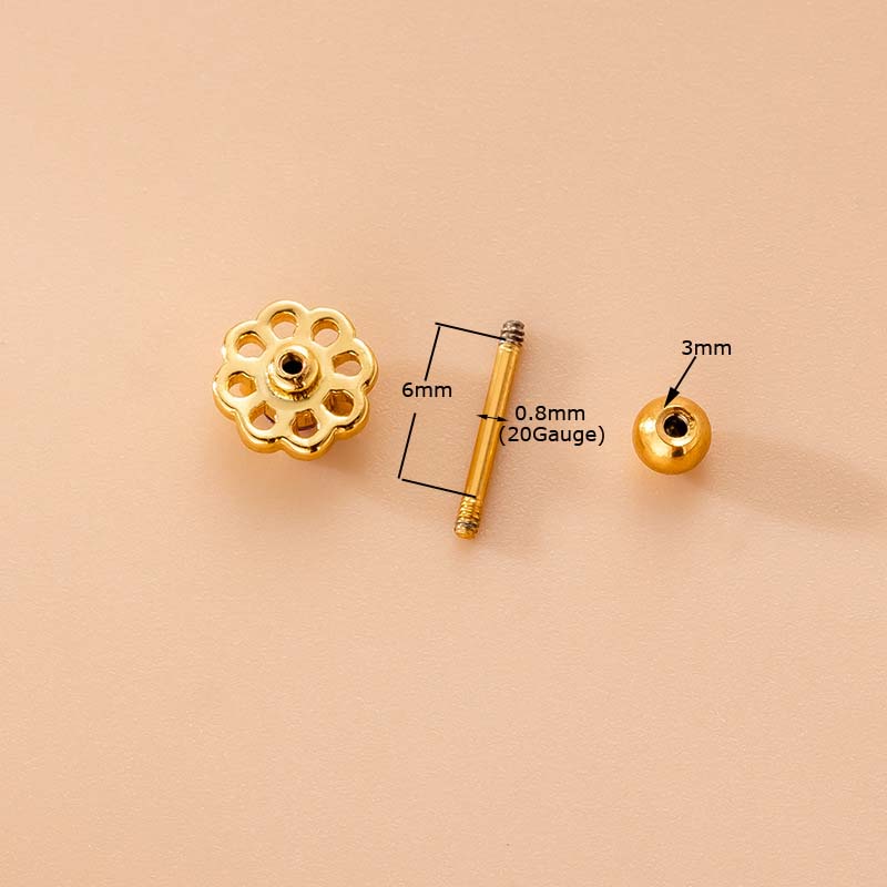 1 Khuyên Tai Dạng Thanh Tạ Thẳng 6mm Bằng Thép Không Gỉ Đính Đá Zircon Màu Tím