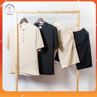 Bộ Quần Áo Đũi Ngắn Nam ❤️FREESHIP❤️Chất Liệu Đũi Xước Cho Cảm Giác Mặc Rất Thoải Mái.