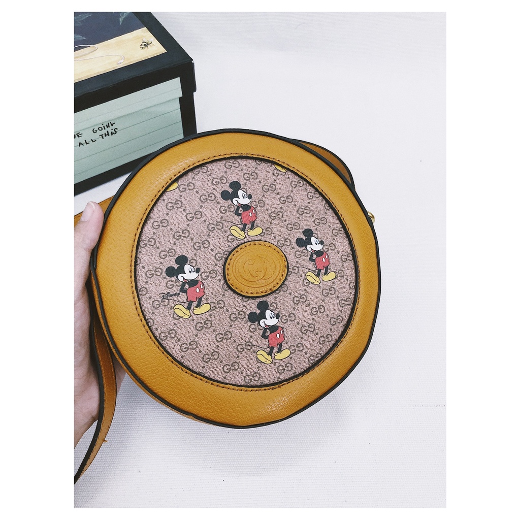 Túi xách đeo chéo GC mickey da canvas mềm form tròn fulbox • 06