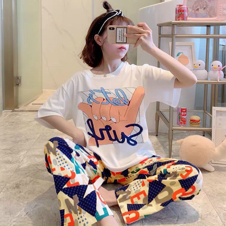 Đồ bộ nữ, Đồ bộ thu đông, Đồ bộ mặc ở nhà cho nữ, Đồ bộ ngủ thun dành cho nữ in hình BÀN TAY NẮM LẠI CỰC HOT