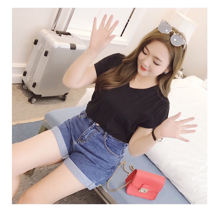 quần short jean big size lưng cao lai lật size lớn 65-100kg