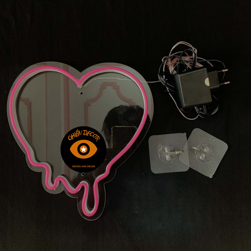 Đèn trang trí led Neon sign hình trái tim tan chảy | Đèn neon trang trí phòng ngủ, treo tường