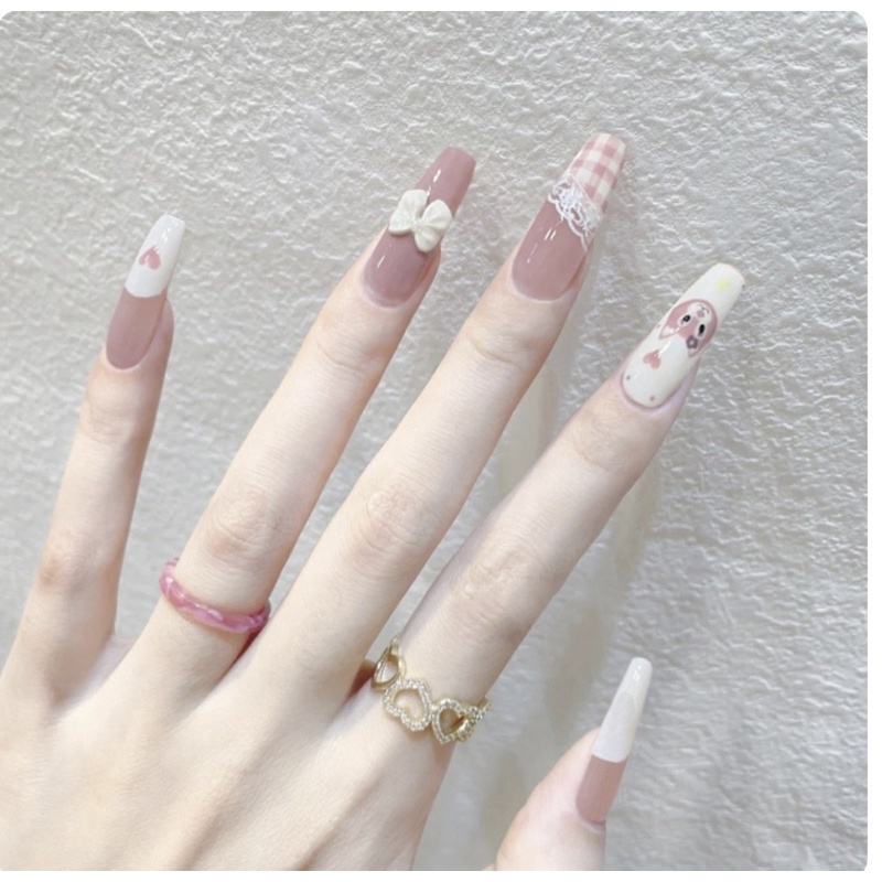 Sét 24 móng giả gắn móng nailbook(tặng kèm keo +dũa mini)