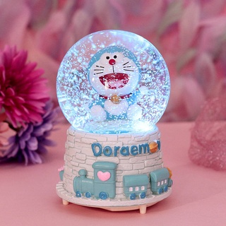 Đèn ngủ LED Hộp nhạc quả cầu pha lê Doraemon