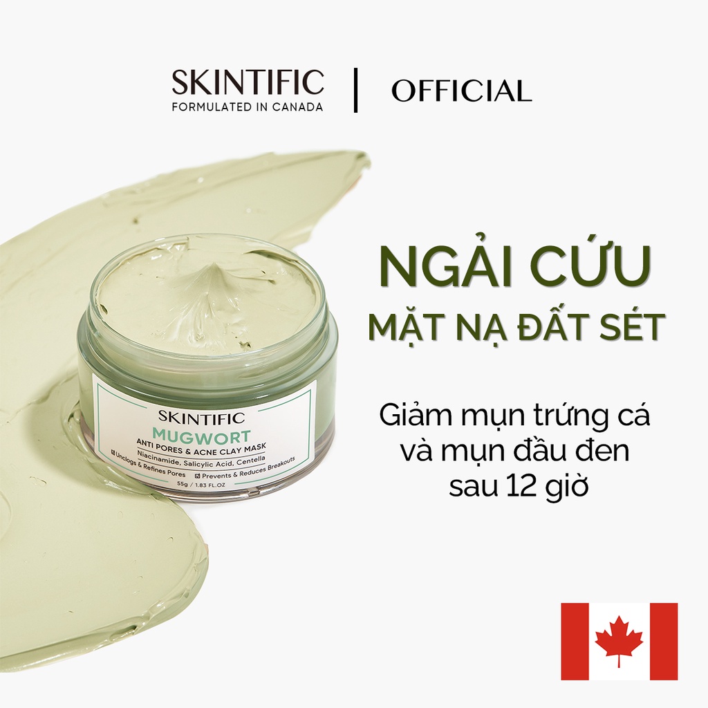 SKINTIFIC MUGWORT ANTI PORES &amp; MẶT NẠ ĐẤT SÉT MỤN