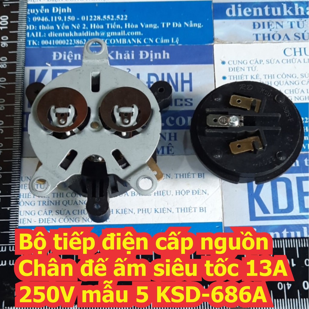 2 Bộ tiếp điện cấp nguồn Chân đế ấm siêu tốc 10A 16A 250V có 5 mẫu kde7361