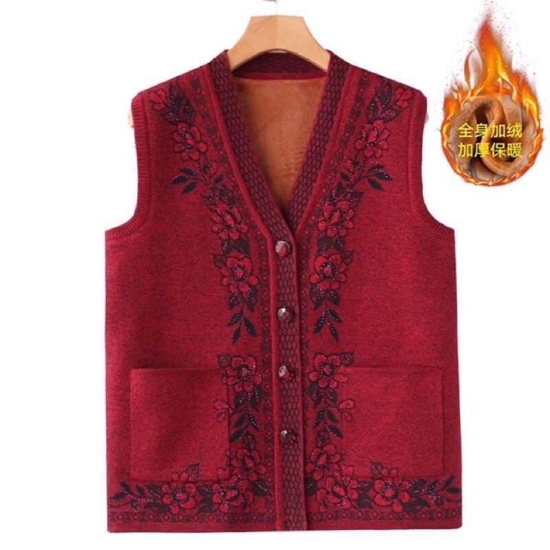 Áo khoác len gile trung niên lót nhung cực ấm | BigBuy360 - bigbuy360.vn