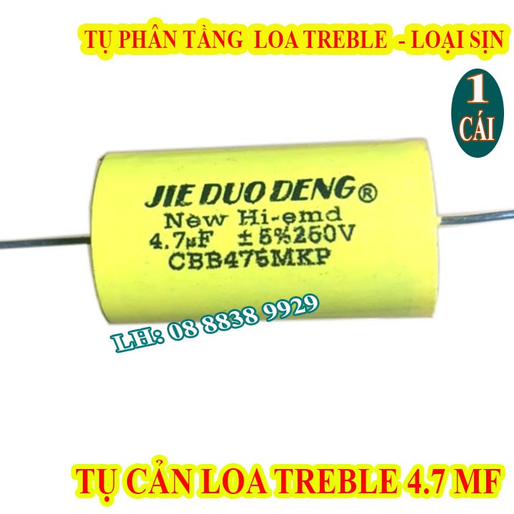 TỤ CẢN LOA TRÉP 4,7MF 250V VÀNG TRÒN - TỤ LOA TREBLE - TỤ CHỐNG CHÁY TRÉP - GIÁ 1 CHIẾC