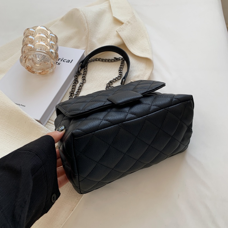 Túi đeo chéo IELGY màu trơn sọc hình thoi sức chứa lớn phong cách Hàn Quốc thời trang dành cho nữ