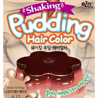 Kem Nhuộm Tóc EZN Shaking Pudding Hair Color 70ml + 70 ml .#6.12 Smoky Ash Beige Nâu Khói