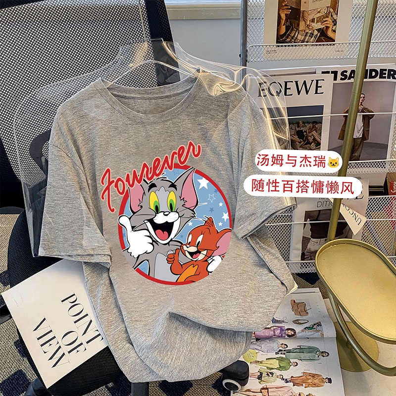 Áo thun HIIXIIVI 100% cotton tay ngắn cổ tròn in hình hoạt hình thời trang mùa hè phong cách Hàn Quốc dành cho nữ 2022