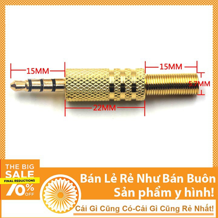 Anasa Jack Audio 3.5mm Kim Loại Màu Vàng Chân Hàn Jack Âm Thanh Chế Tai Nghe Loa Nghe Nhạc Anasa