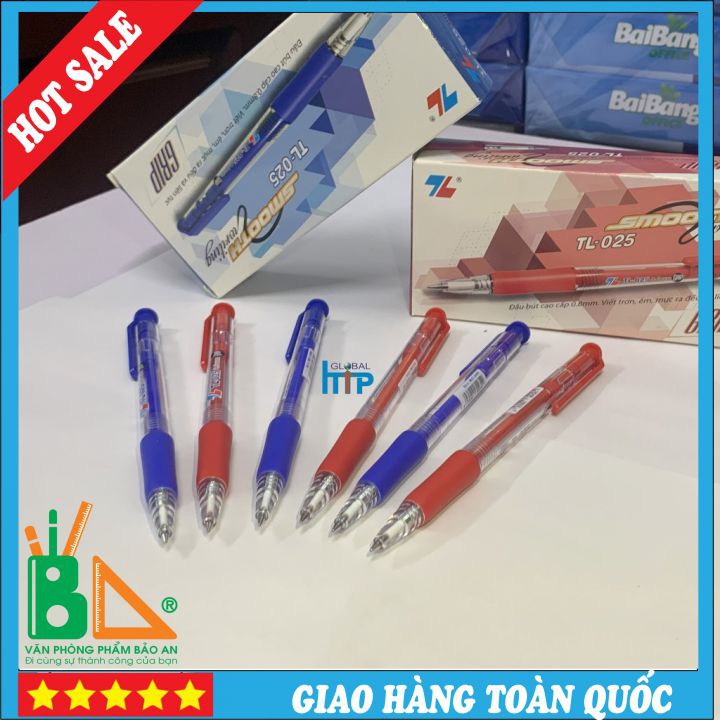 Bút Bi Thiên Long TL 025 Chính Hãng - có mực xanh / đen / đỏ - Bút Bi Học Sinh, Văn Phòng