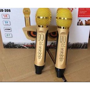 Loa karaoke mini di động SD-306 loa hát karaoke đa năng + Tặng kèm 2 micro