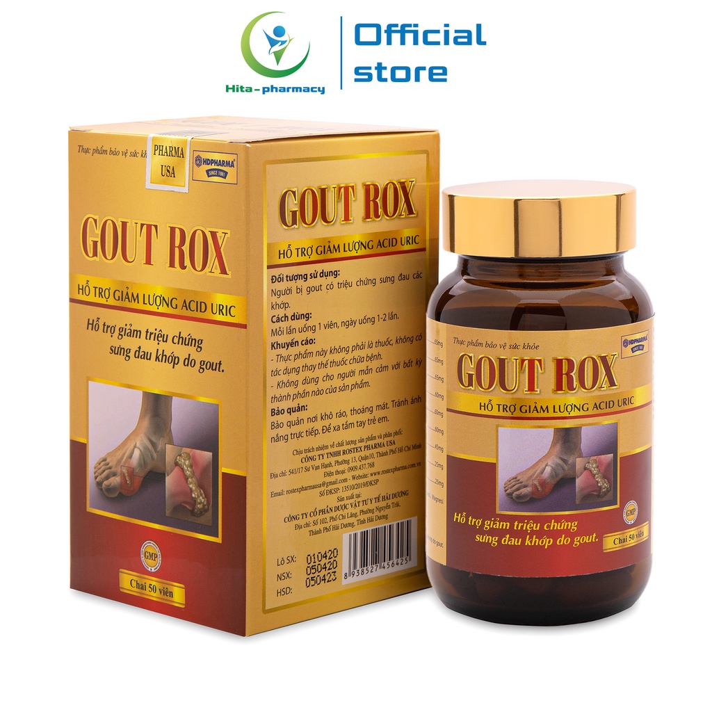 GOUT ROX thảo dược giảm acid uric, giảm gút, giảm sưng đau khớp - 50 viên
