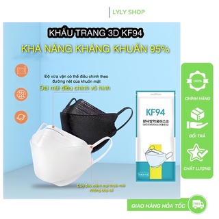 Khẩu trang, khẩu trang 3d kf94 nhập khẩu hàn quốc, thùng 300c, 2 màu đen và trắng
