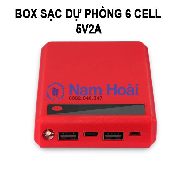 Box sạc dự phòng 6 cell 5V2A Q6 (Mẫu mới 2020)