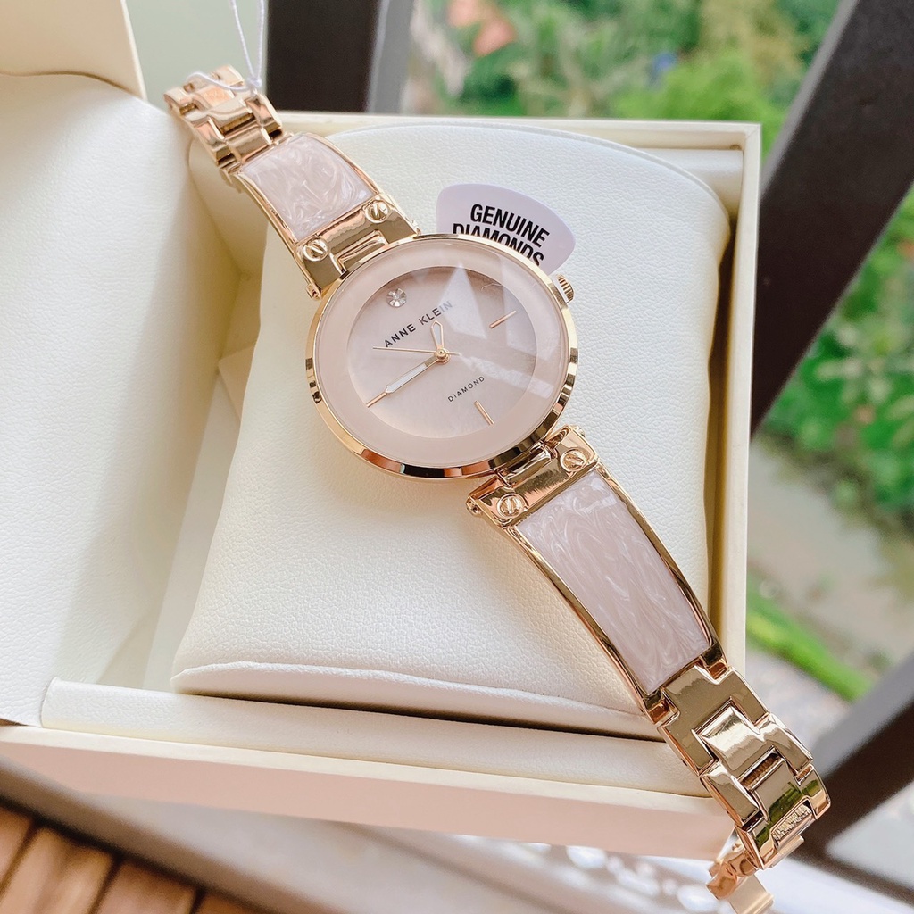 [Sẵn - Auth] Đồng hồ nữ Anne Klein mặt tròn sang chảnh case 34mm