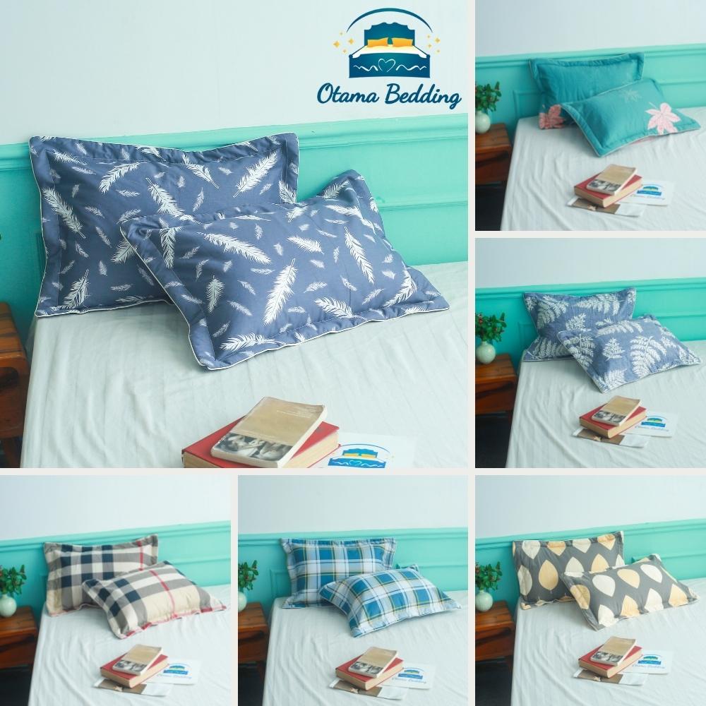 Vỏ gối vuông cotton 45x65 cao cấp bao gối nằm vuông 100% cotton có khóa kéo - Otama Bedding