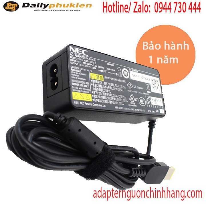 Sạc laptop Nec 20v 2.25a 45w hàng chính hãng.