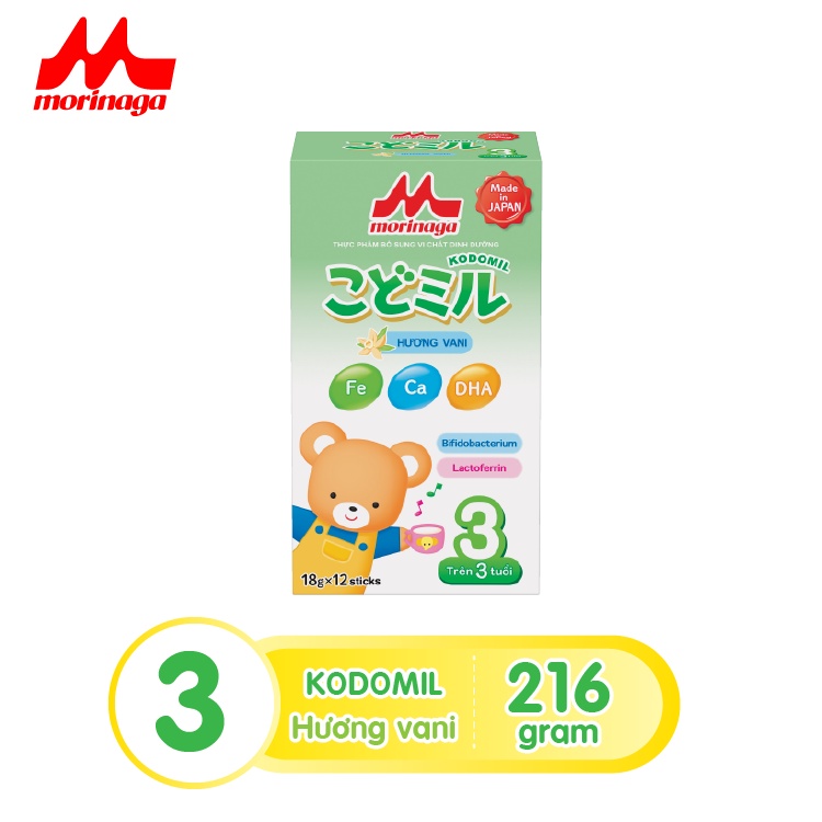 Sữa Morinaga số 3 Kodomil hộp giây 216g Hương Vani hàng mới chính hãng