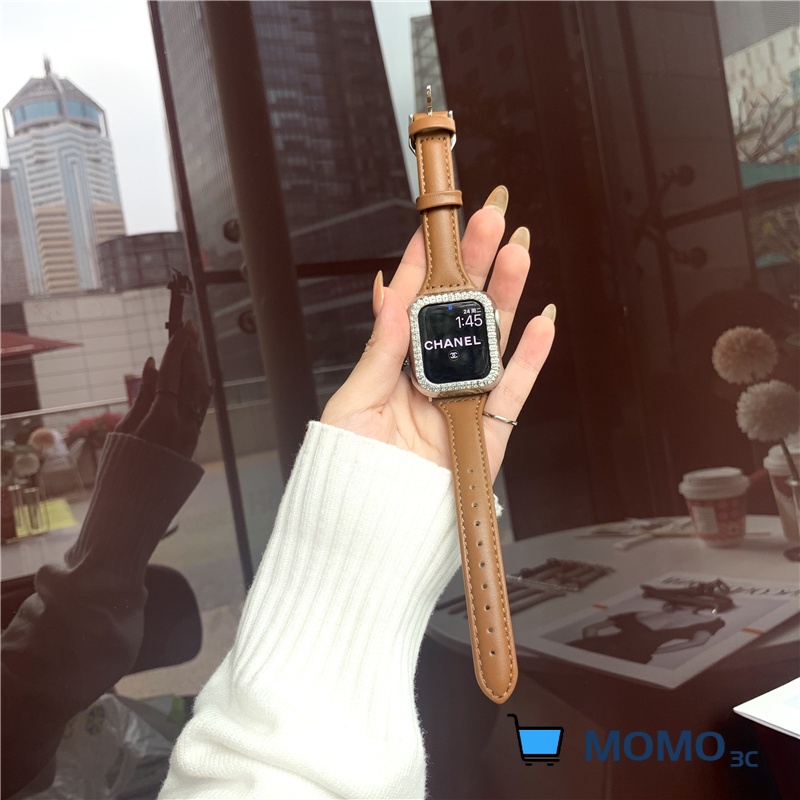 Dây đeo da sang trọng dành cho đồng hồ Smart watch 44mm 40mm  dòng se 6 54 3 2 1 42mm 38mm