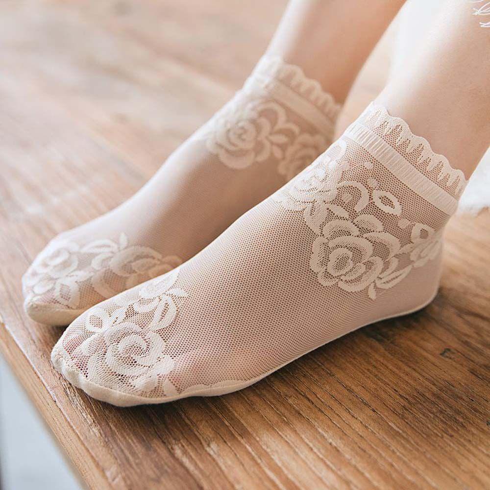 AROMA Vớ Ren Hoa Xuyên Thấu Thoáng Khí Thoải Mái Cho Nữ