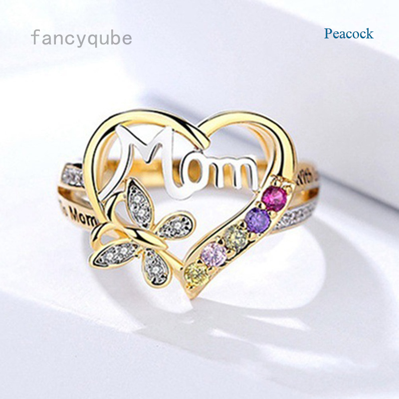 Nhẫn Mạ Vàng 18k Đính Đá Hình Trái Tim / Con Công