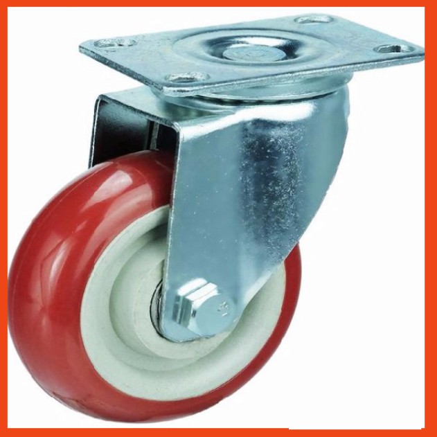 Bộ 4 bánh xe đỏ mận chịu tải 250kg, bộ 4 bánh xe đường kính 125mm (4 bánh có phanh), bánh xe đẩy hàn
