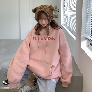 Kii Wii Áo Hoodie Tay Dài Form Rộng In Họa Tiết Phong Cách Hàn Quốc