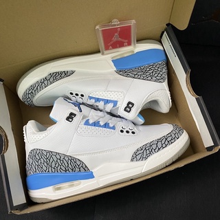 Giầy jordan 3 trắng xanh chơi bóng rổ cho nam Fullbox