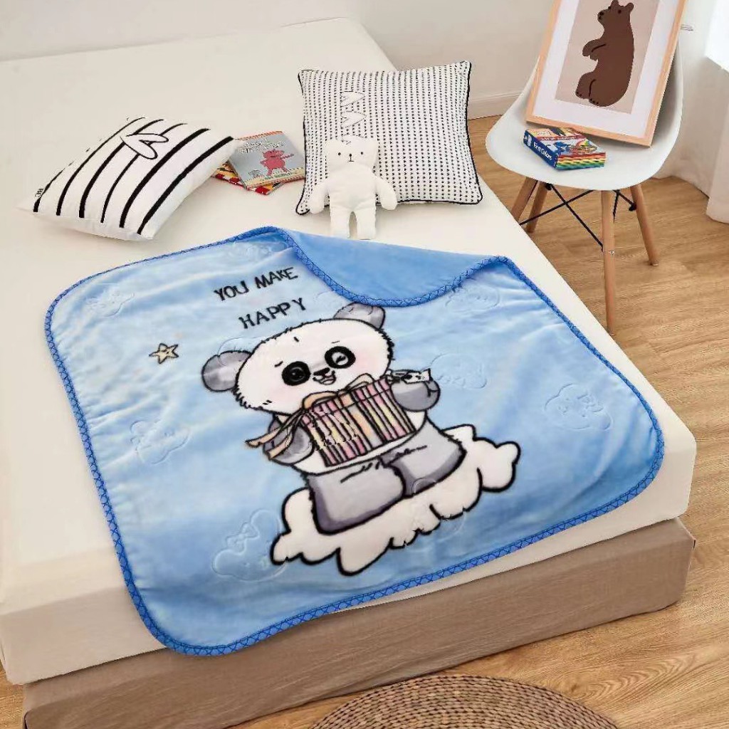 (Siêu ấm) Chăn lông tuyết loại dày đắp mùa đông cho bé, chăn lông tuyết 2 lớp 93x100cm