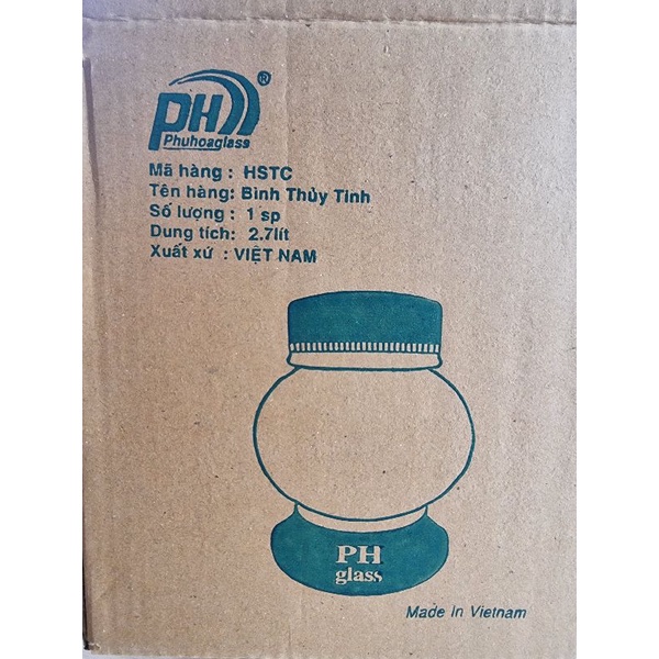Bình Thủy Tinh Ngâm Rượu 2.7 Lít Phú Hòa