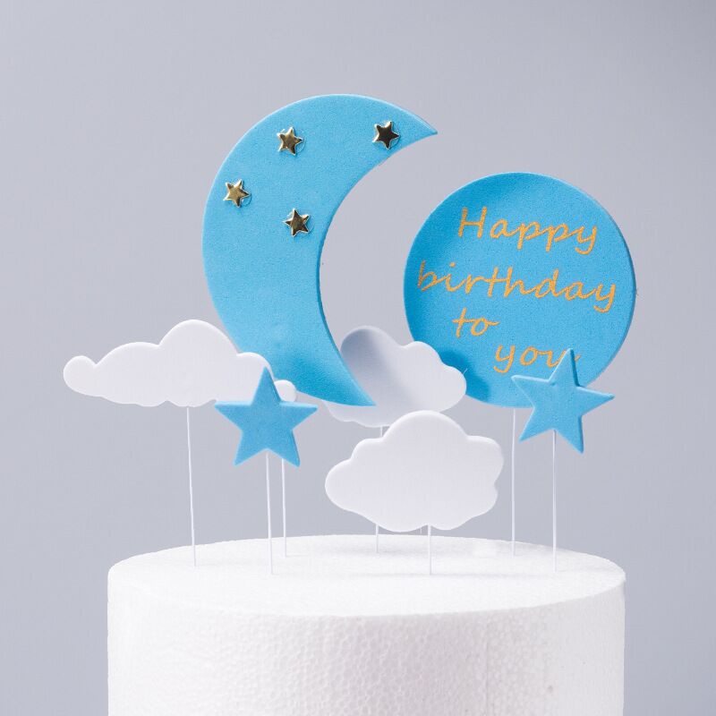 đồ trang trí bánh kem [FREESHIP] set cắm mây trăng sao xốp