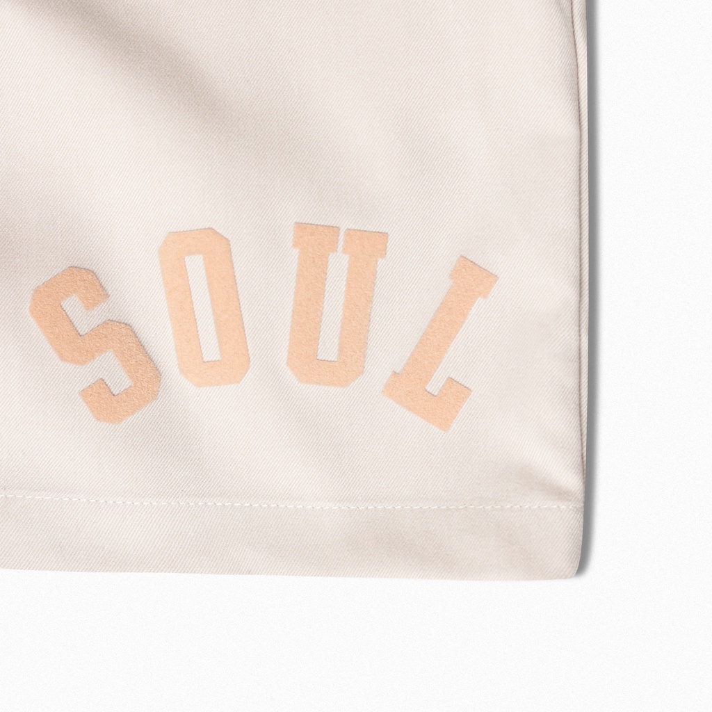 Quần Short Unisex SOUL Nhung Ống Rộng Vải Kaki Cotton Co Giãn Thoải Mái, Năng Động, Thời Trang cho Nam/ Nữ - Đen / Kem