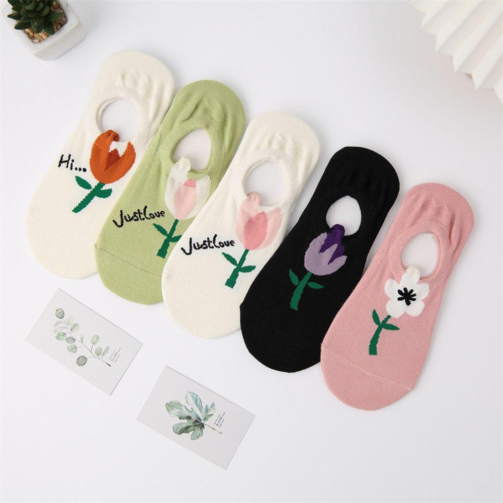 EXPEN Đôi Tất Cotton Trang Trí Hoa Tulip Xinh Xắn