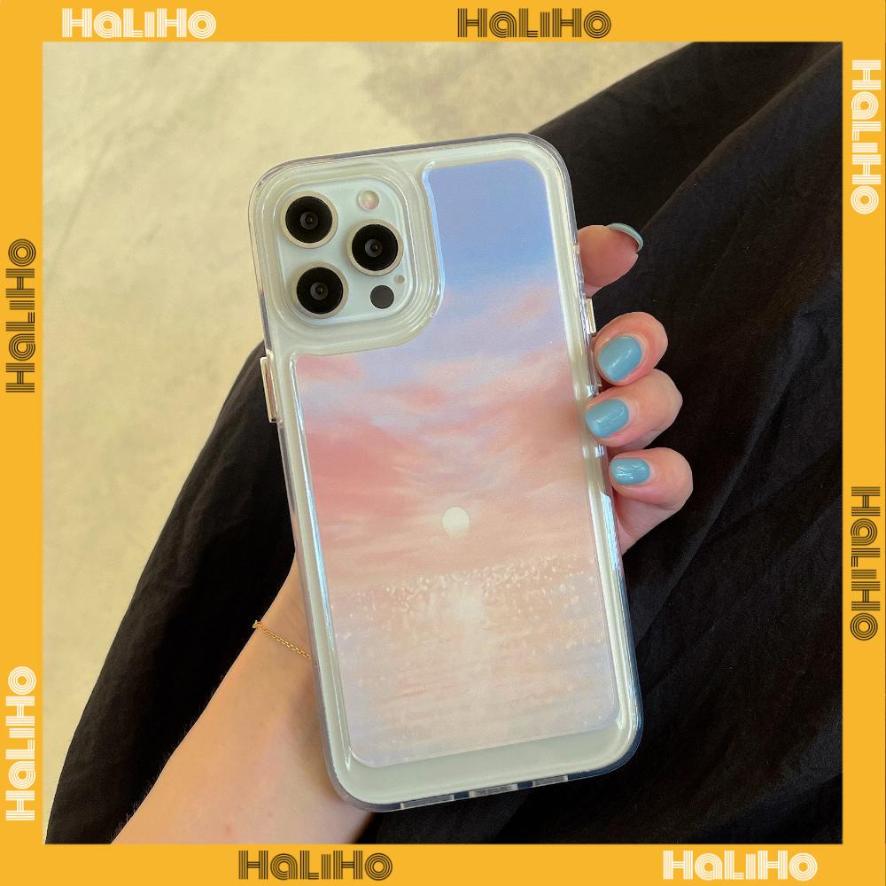 iPhone Case Silicone Soft Case Clear Case Thickened Shockproof Protection Camera Sunset Flower Compatible For iPhone 11 iPhone 13 Pro Max iPhone 12 Pro Max iPhone 7 Plus iPhone xr